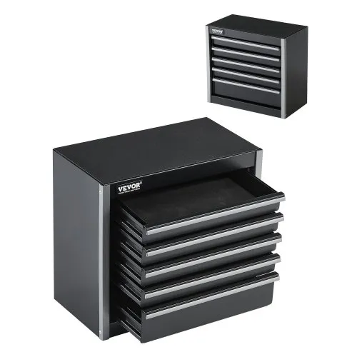 VEVOR Werkzeugkiste 218x118x205 mm, Werkzeugkasten aus Metall mit 5 Schubladen, Werkzeugkoffer mit EVA-Einlagen und PP-Fußpolstern, robuster Stahl mit Kugellageröffnung und Pulverbeschichtung, schwarz VEVOR Werkzeugkiste 218x118x205 mm, Werkzeugkasten aus Metall mit 5 Schubladen, Werkzeugkoffer mit EVA-Einlagen und PP-Fußpolstern, robuster Stahl mit Kugellageröffnung und Pulverbeschichtung, schwarz