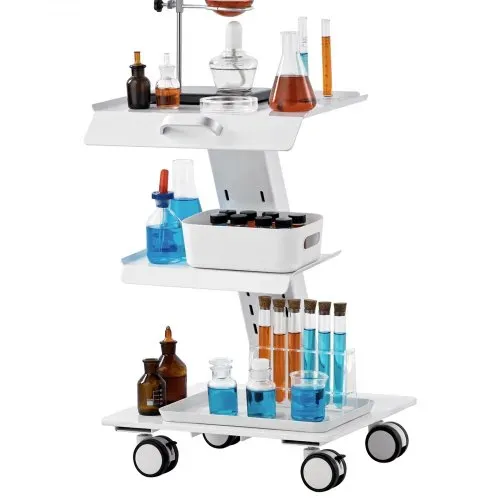 VEVOR Laborwagen, 3-lagiger Laborwagen mit Rollen, Mobiler Metallwagen mit Lenkrollen, Servierwagen Klinikwagen mit Tablett und 100 kg Tragkraft, für Labor, Klinik, Schönheitssalon – Bild 8