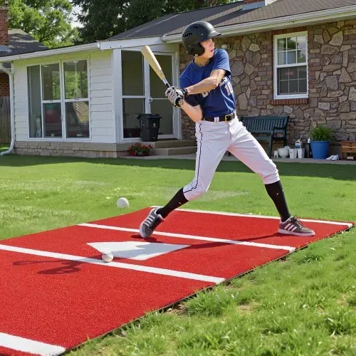VEVOR Baseball-Schlagmatte Trainingsmatte (366 x 183 cm) Trainingspad Schlagkäfigmatte, Baseballmatte mit Home Plate & Anti-Fade-Rasen, tragbare Trainingshilfe Softballmatte Outdoor, Rot – Bild 7