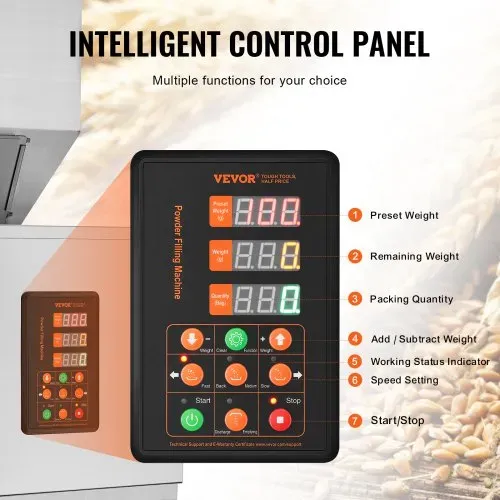 VEVOR Partikelfüllmaschine, 0,022–2,2 lbs/10–1000 g, automatische Füllmaschine mit Fußpedal, Wiegefüllmaschine aus Edelstahl, Wiegefüllmaschine für Bohnen, Samen, Körner, Tee, Granulatverpackung – Bild 3