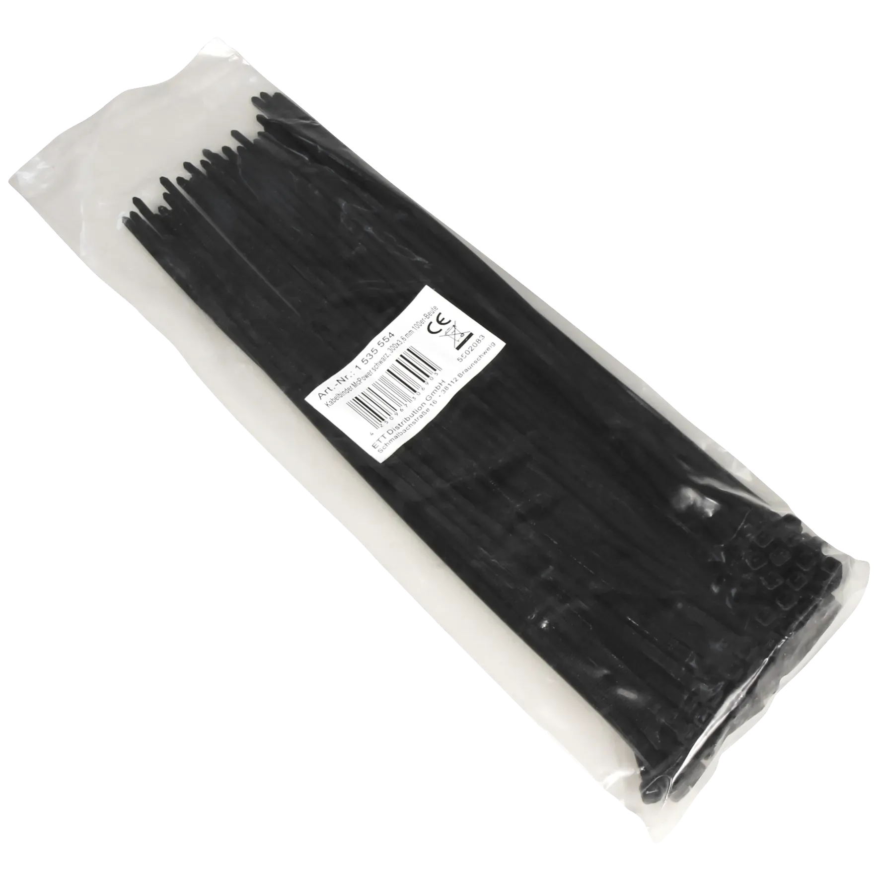 Kabelbinder McPower, schwarz, 300x3,6mm, 100er-Pack, UV beständig – Bild 2