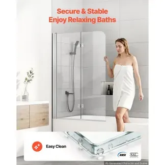 VEVOR Duschwand für Badewanne 1,2×1,4 m Teilrahmenlos 6 mm Silber, Badewannenfaltwand Zweiflügelig Klares Sicherheitsglas Nano-Beschichtung 180° Faltbar Auslaufsichere Dichtung VEVOR Duschwand für Badewanne 1,2×1,4 m Teilrahmenlos 6 mm Silber, Badewannenfaltwand Zweiflügelig Klares Sicherheitsglas Nano-Beschichtung 180° Faltbar Auslaufsichere Dichtung