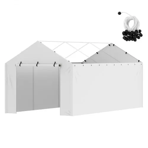 VEVOR Carport Garagenzelt 3 x 6 m, Zeltgarage, wasserdicht und UV-geschützt, Schuppen Auto, einfache Installation mit Spanngurten, weiß (Oberteil und Rahmen nicht im Lieferumfang enthalten) – Bild 8