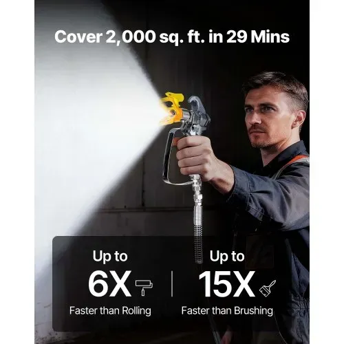 VEVOR Airless-Farbspritzgerät Sprühgerät 900 W 3300 psi, 1,78 L/min Farbsprühsystem mit Reinigungsbürste & Schlauch & Verlängerungsstange & Düsen, Farbsprühgerät für Wohnungen, Gebäude – Bild 3