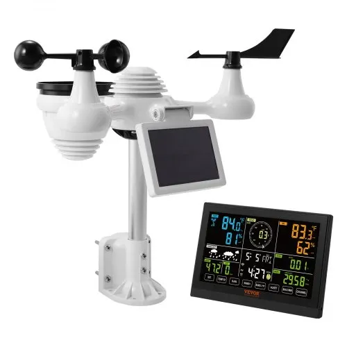 VEVOR Profi WLAN-Wetterstation 7 in 1 solarbetrieben Wettercenter 190,5 mm (7,5-inch) Display 150m Übertragungsreichweite Außensensor für Windgeschwindigkeit Windrichtung Temperatur Luftfeuchtigkeit Niederschlag – Bild 9