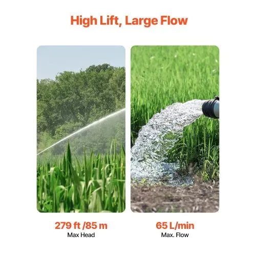 VEVOR Tiefbrunnenpumpe, 1100 W Eingangsleistung, 65 l/min Durchfluss, 85 m Förderhöhe, mit 20 m Kabel, externer Steuerkasten, Tauchpumpe, für industrielle Bewässerung und Heimgebrauch, IP68 VEVOR Tiefbrunnenpumpe, 1100 W Eingangsleistung, 65 l/min Durchfluss, 85 m Förderhöhe, mit 20 m Kabel, externer Steuerkasten, Tauchpumpe, für industrielle Bewässerung und Heimgebrauch, IP68