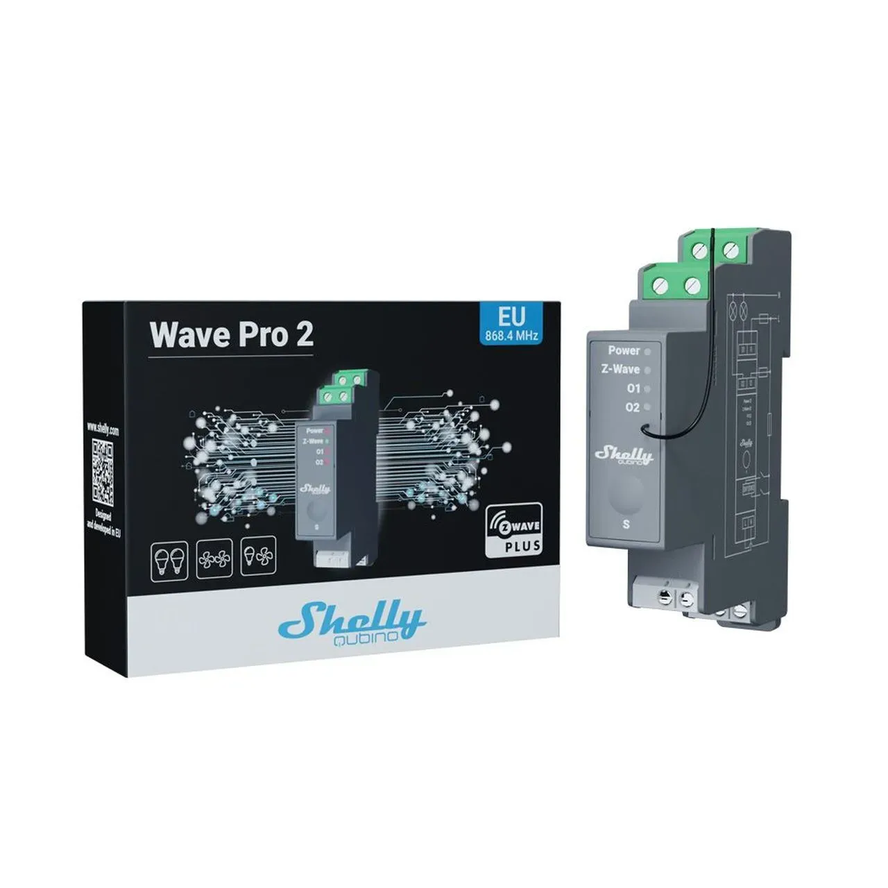 Shelly · Hutschiene · "Wave Pro 2" · Relais · max. 25A · 2 Phasen · 2x 16A · Z-Wave – Bild 3
