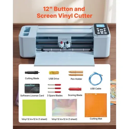 VEVOR Vinylschneidemaschine 30 cm, Schneideplotter/Plottermaschine mit Tastensteuerung & Touchscreen, Kompatibel mit Mac/Windows/Android/iOS, Vinylcutter für Bastelarbeiten, Karten & Wohnaccessoires – Bild 4