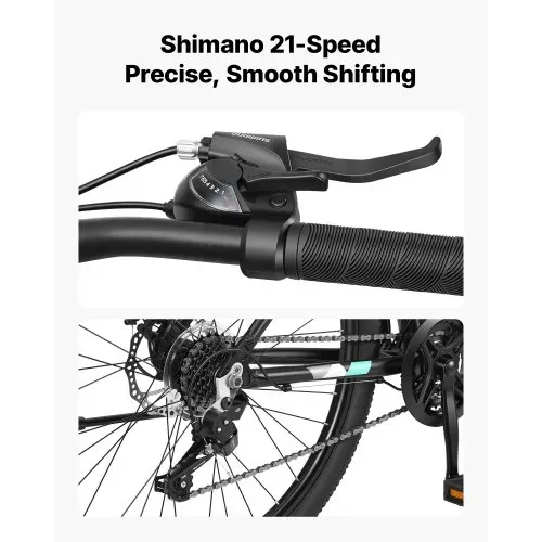 VEVOR Mountainbike für Damen Herren 26 Zoll Fahrrad 21-Gang Schwarz Outdoor Ideal für Erwachsene, Rahmen aus Aluminiumlegierung, mit Federgabel, 120 kg Tragkraft, Klingel, Reflektoren & Lampenhalterung VEVOR Mountainbike für Damen Herren 26 Zoll Fahrrad 21-Gang Schwarz Outdoor Ideal für Erwachsene, Rahmen aus Aluminiumlegierung, mit Federgabel, 120 kg Tragkraft, Klingel, Reflektoren & Lampenhalterung