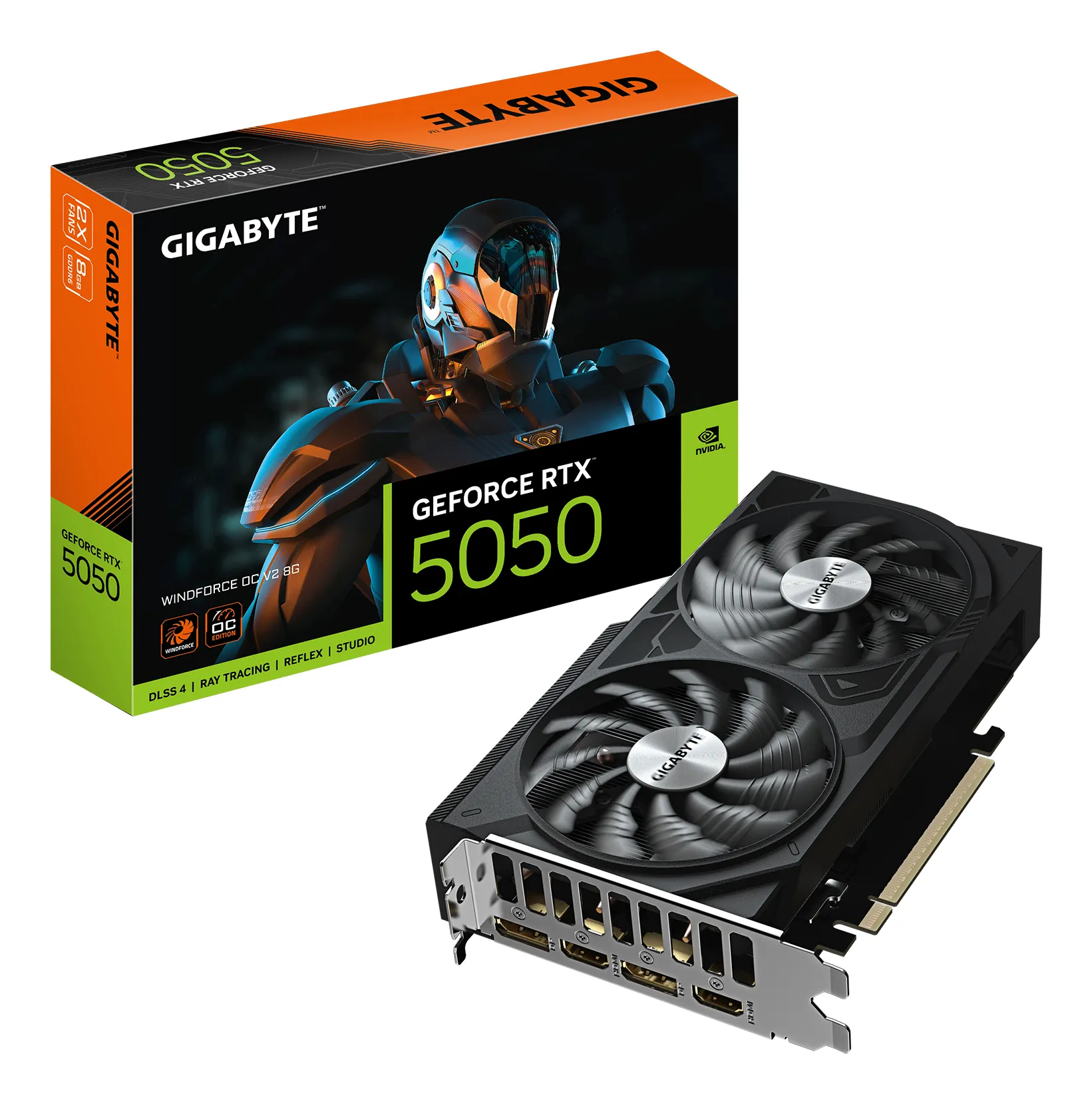 GIGABYTE GeForce RTX 5050 WINDFORCE OC V2 8G Grafikkarte – 8GB GDDR6, 128bit, PCI-E 5.0, 2572MHz Kerntakt, 2 x DP, 2 x HDMI, NVIDIA DLSS 4, GV-N5050WF2OCV2-8GD GIGABYTE GeForce RTX 5050 WINDFORCE OC V2 8G Grafikkarte – 8GB GDDR6, 128bit, PCI-E 5.0, 2572MHz Kerntakt, 2 x DP, 2 x HDMI, NVIDIA DLSS 4, GV-N5050WF2OCV2-8GD