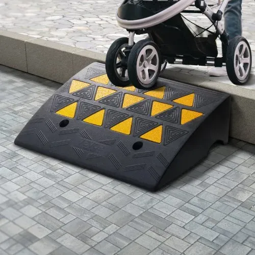 VEVOR 2x Schwellenrampe Vollgummi Türschwellenrampe Max. Tragfähigkeit bis zu 15Tonnen Bordsteinrampe 49,1x37x15,2cm Rollstuhlrampe Auffahrrampe Gummirampe Geeignet für unebenen Boden Bordsteinkanten – Bild 7