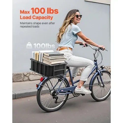 VEVOR Fahrradkorb hinten 435x330x155 mm, Hinterradkorb mit Gepäcknetz & Abdeckung, Gepäckträger zum Transport von Hunden, Haustieren, Obst & Lebensmitteln, Montagewerkzeug im Lieferumfang enthalten – Bild 2