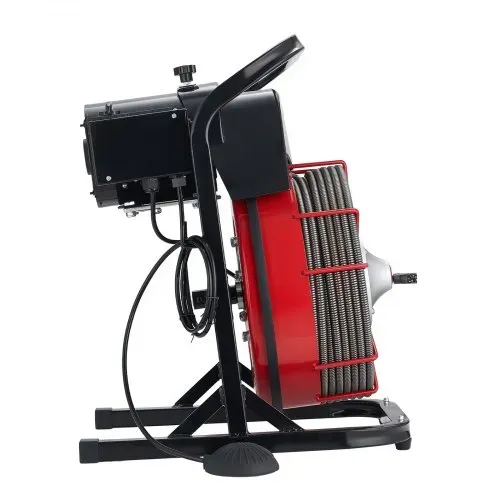 VEVOR Rohrreinigungsmaschine φ10,5 mm x 23 m, Reinigungsspirale mit Manueller Zufuhr, 4 Schneidmessern & Pneumatischem Fußschalter, Reiniger für Rohre von 50 mm bis 100 mm, Rohrreinigungsgerät – Bild 10