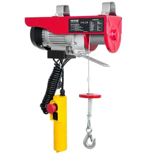 VEVOR 230V Elektrische Seilwinde 125kg bis 250kg Hubhöhe 12m Seilzug Motorwinde 510W Motor Flaschenzug 10m/min Hubgeschwindigkeit Hebezug mit kabelgebundener Fernbedienung Seilhebezug Kettenzug – Bild 10