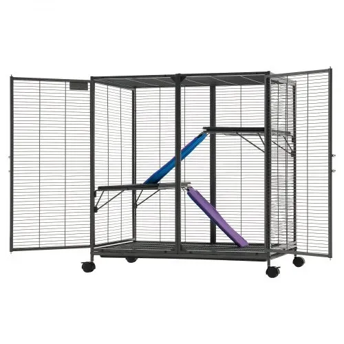 VEVOR Kleintierkäfig Metall Frettchenkäfig Kleintiergehege 90x58x96 cm, Frettchen Chinchillas Gleithörnchen Meerschweinchen & Kaninchen 3-Stöckig 13,97 mm Drahtabstand Feststellbare Schwenkrolle – Bild 10
