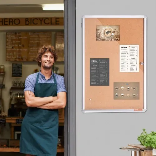VEVOR 36"x24" geschlossene Korktafel mit Aluminiumrahmen – abschließbares Schwarzes Brett mit Acryltür und 2 Schlüsseln – wetterfeste Wandvitrine für Schule, Zuhause, Büro – Bild 7