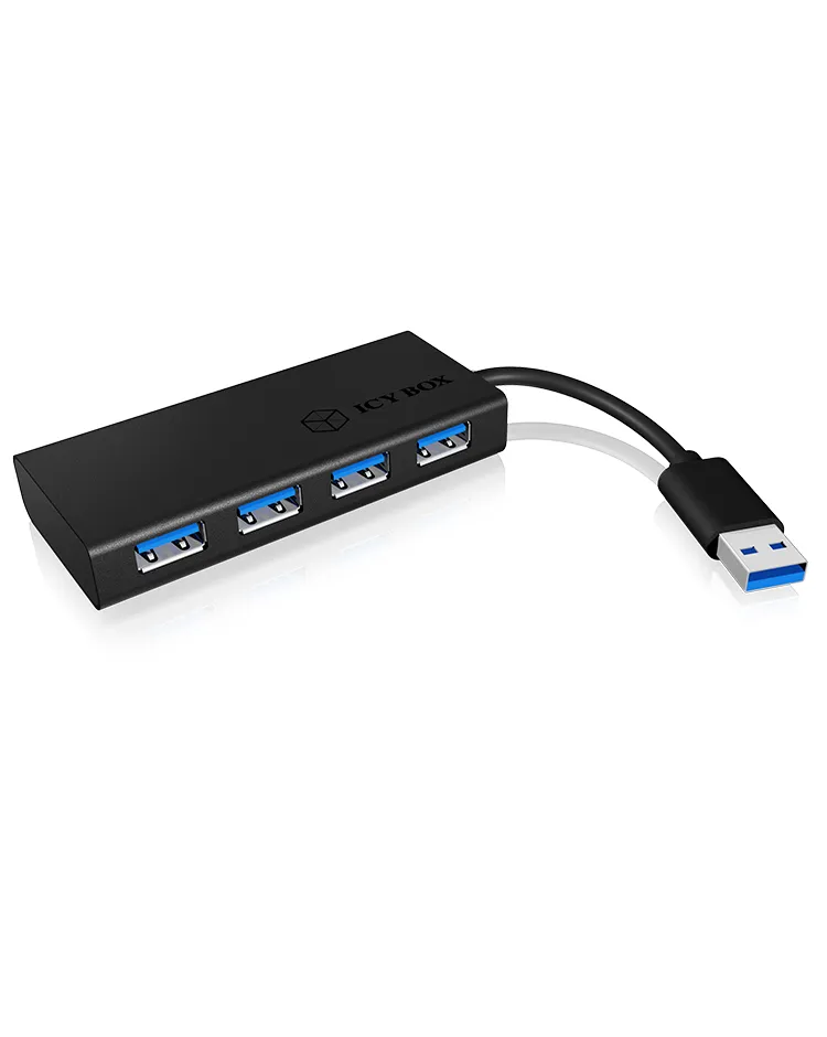 ICY BOX IB-AC6104-B, 4 Port USB 3.2 Gen 1 Hub, Aluminium Gehäuse, ohne Power adapter, schwarz – Bild 4