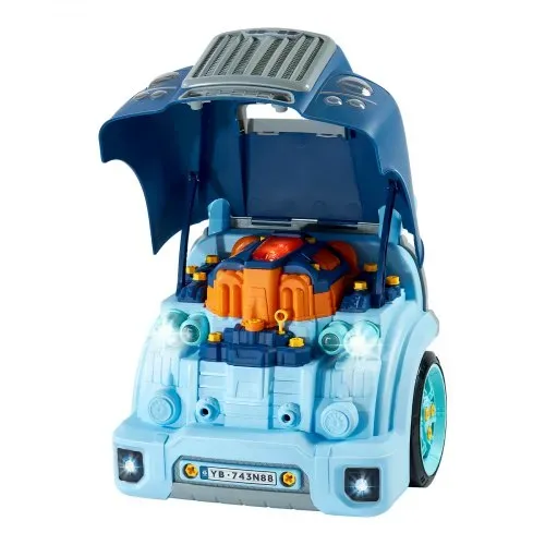 VEVOR Motorspielzeug, 60-teilig, Autoreparaturset für Kinder, mit abnehmbaren Teilen, Lichtern und Geräuschen, Lenkrad und Hupe, Mechaniker-Werkstattset für Kinder für Kleinkinder ab 3 Jahren, Blau – Bild 8