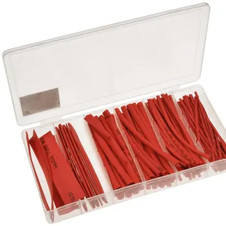 Schrumpfschlauch-Sortiment, 100-teilig in praktischer Box, rot Schrumpfschlauch-Sortiment, 100-teilig in praktischer Box, rot