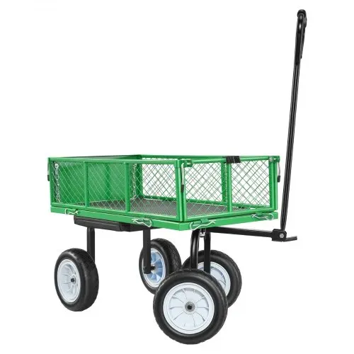 VEVOR Bollerwagen 226,8 kg Tragkraft, Gartenwagen mit Sitz & PU-Rädern, Transportwagen mit Werkzeugablage & Verstellbarem Griff, Gerätewagen für Rasen, Terrasse, Garten & Grünflächen, – Bild 10
