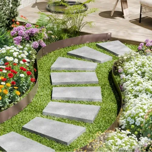 VEVOR Rasenkante, 5er-Pack, 990x156x1,5 mm, Metall-Beeteinfassung, Beetumrandung, robuste Raseneinfassung, einfach zu installieren, Trennwand für Blumenbeete, Hofwege, Braun – Bild 7