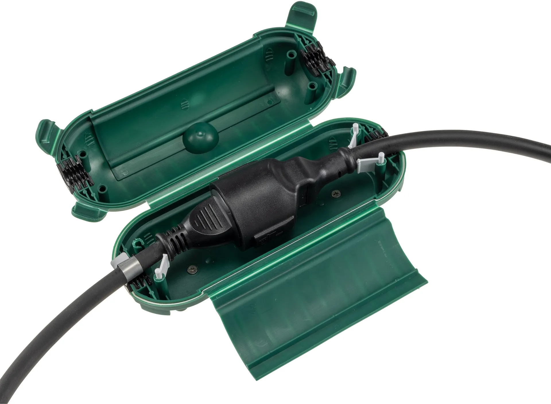 Kabelschutzbox für Aussen IP44 LxØ 21x8cm, mit Wandhalterung, Grün Kabelschutzbox für Aussen IP44 LxØ 21x8cm, mit Wandhalterung, Grün