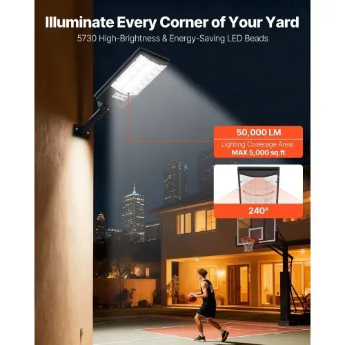 VEVOR Solar-Straßenlaterne 50000 LM, Straßenlampe 500 W, Solarleuchte mit Dämmerungssensor, LED-Flutlicht mit Bewegungsmelder, IP65 wasserdichte Außenbeleuchtung für Einfahrt & Hof, 4er-Pack VEVOR Solar-Straßenlaterne 50000 LM, Straßenlampe 500 W, Solarleuchte mit Dämmerungssensor, LED-Flutlicht mit Bewegungsmelder, IP65 wasserdichte Außenbeleuchtung für Einfahrt & Hof, 4er-Pack