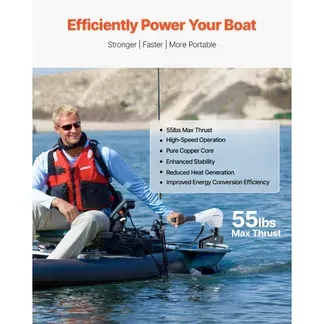 VEVOR Elektro Außenborder, Bootsmotor Heckmontage, 12 V, 25 kg Schub, 8-Gang Trolling Motor mit Batterieanzeige, für Kajaks, Fischerboote auf Süß-/Salzwasser, 76 cm Schaft VEVOR Elektro Außenborder, Bootsmotor Heckmontage, 12 V, 25 kg Schub, 8-Gang Trolling Motor mit Batterieanzeige, für Kajaks, Fischerboote auf Süß-/Salzwasser, 76 cm Schaft