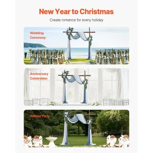 VEVOR Künstliches Blumenset für Hochzeit Bogen, blaue Blumen für Traubogen mit Vorhängen (4er-Set) – 2 Blumenarrangements, 2 transparente Vorhänge, für Zeremoniensträuße, Empfangshintergrunddekoration – Bild 5