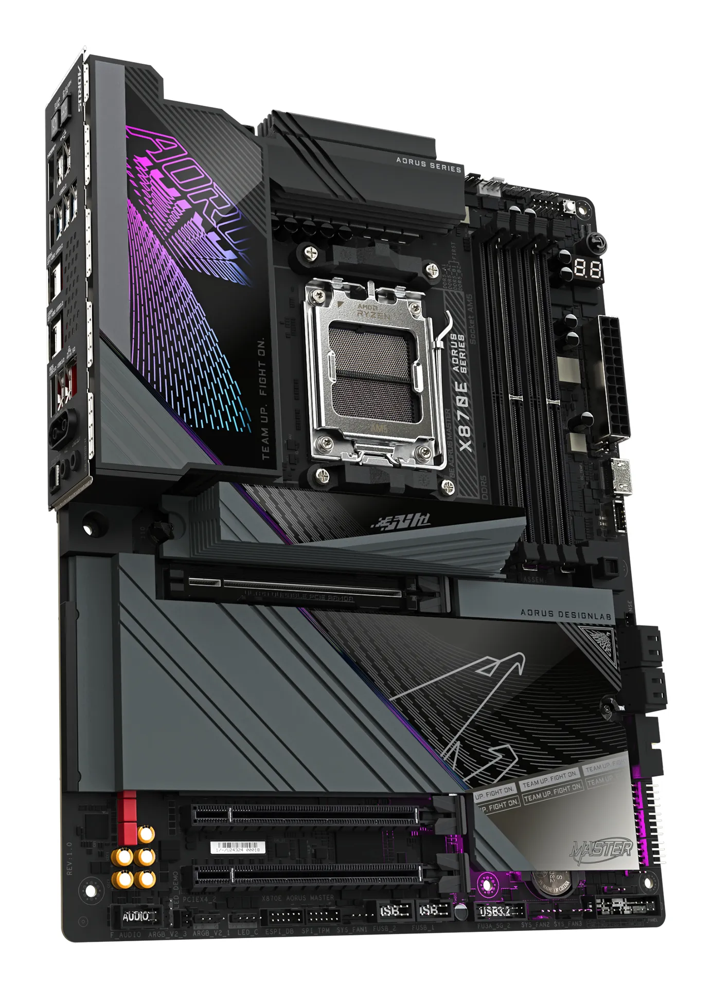 GIGABYTE X870E AORUS MASTER Mainboard - Unterstützt AMD Ryzen 9000 CPUs, 16+2+2 Phasen digitales VRM, bis zu 8600MHz DDR5 (OC), 3xPCIe 5.0 + 1xPCIe 4.0, Wi-Fi 7, 5GbE LAN, USB 4 – Bild 3