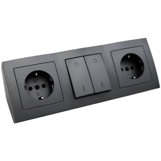 Steckdosenblock McPower “Flair“ anthrazit, 2-fach Schutzkontakt + Schalter Steckdosenblock McPower “Flair“ anthrazit, 2-fach Schutzkontakt + Schalter