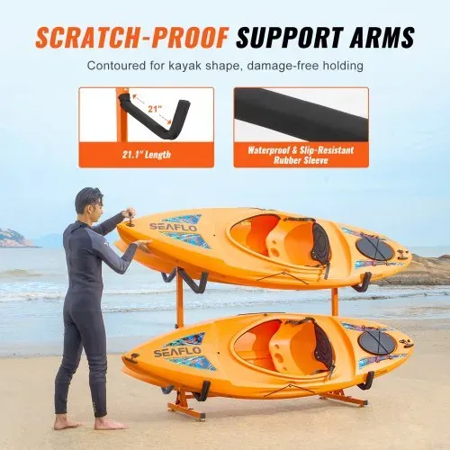 VEVOR Kayak Halterung Kajak Aufhänger 1260 x 1070 x 1375 mm, Freistehender Kajakständer 4 Kajaks 1230–1825 mm Breitenverstellbereich, Kajak Aufbewahrungsregal Robuste Kajak-Aufbewahrungshaken – Bild 3