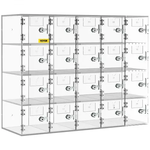 VEVOR Handy-Aufbewahrungsspind, 20 Fächer aus Acrylmaterial mit Türschlössern und Schlüsseln, Wandmontierter Schrank, Taschenbüro, Klassenzimmer, Fitnessstudio, Box, Transparent – Bild 9