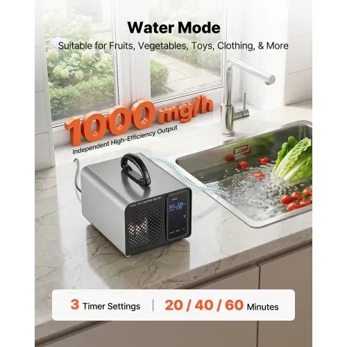 VEVOR Ozongenerator 36000mg/h, Industrielles Ozongerät mit 15s Startverzögerung Wasser-Ozonisierung & Fernbedienung, Ozonisator für Max. 300㎡, Ozon-Luftreiniger gegen Gerüche für Auto Hotel Wohnung – Bild 5