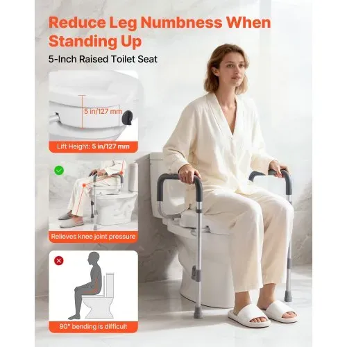 VEVOR Toilettensitzerhöhung Toilettenerhöhung mit Armlehnen & 159 kg Tragkraft & 127 mm Hubhöhe & Aluminiumrahmen, erhöhter Toilettensitz für ältere Menschen Senioren Behinderte Erwachsene VEVOR Toilettensitzerhöhung Toilettenerhöhung mit Armlehnen & 159 kg Tragkraft & 127 mm Hubhöhe & Aluminiumrahmen, erhöhter Toilettensitz für ältere Menschen Senioren Behinderte Erwachsene