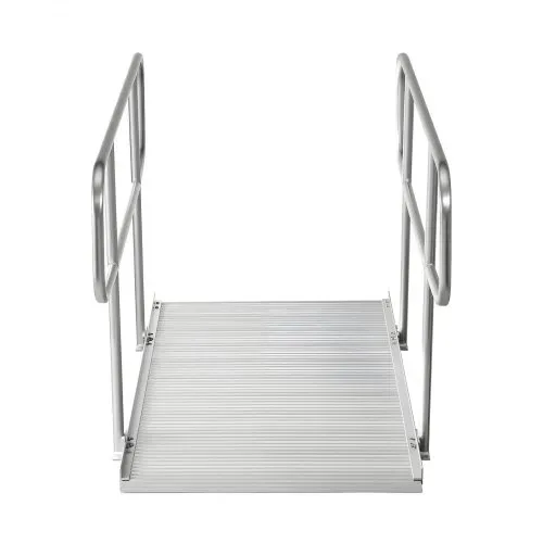 VEVOR Rollstuhlrampe mit Handläufen, 1806x830x1080 mm Schwellenrampe mit Max. 453,6 kg Tragkraft, Rutschfeste Auffahrschiene aus Alu, Tragbare Auffahrrampe für Scooter Türschwelle Bordsteine Treppen – Bild 10