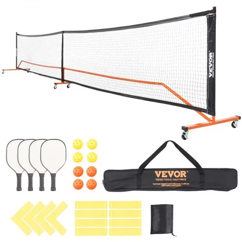 VEVOR Pickleball-Netz-Set, tragbares Pickleball-System in regulärer Größe mit Taschen, Bällen, Paddeln, Rädern und Spielfeldlinien, wetterbeständigem Metallrahmen und PE-Netz, für die Einfahrt im Hinterhof im Freien VEVOR Pickleball-Netz-Set, tragbares Pickleball-System in regulärer Größe mit Taschen, Bällen, Paddeln, Rädern und Spielfeldlinien, wetterbeständigem Metallrahmen und PE-Netz, für die Einfahrt im Hinterhof im Freien
