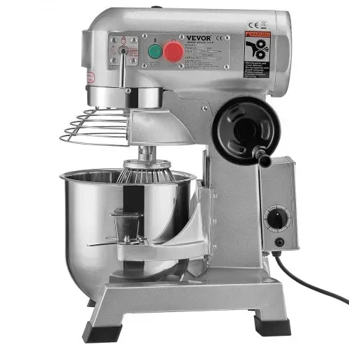 VEVOR Kommerzieller Küchenmixer, 18,7 l kommerzieller Standmixer mit 3 einstellbaren Geschwindigkeiten, 1100 W Teigmixer mit Edelstahlschüssel und 3 Mixaufsätzen, ideal für Restaurant, Bäckerei, Konditorei, Café – Bild 9