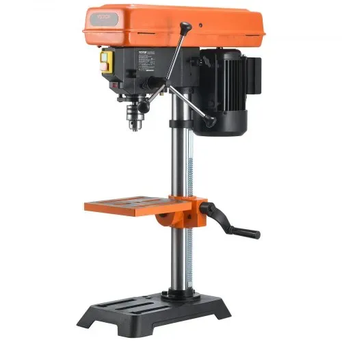 VEVOR 254 mm Tischbohrmaschine, 550 W Induktionsmotor, Säulenbohrmaschine mit 550-2500U/min einstellbarer Geschwindigkeit, 0–45° neigbarer Arbeitstisch, Röntgenpositionierung, für Holzmetall – Bild 9