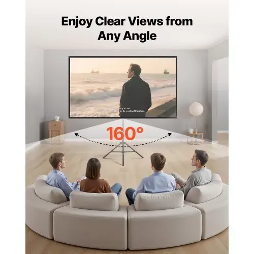 VEVOR Projektionsleinwand Stativleinwand (80 Zoll) mit 160° Weitwinkel, Beamerleinwand für Projektor innen & außen 16:9 4K HD, tragbare Filmleinwand mit Tragetasche für Heimkino Präsentation – Bild 6