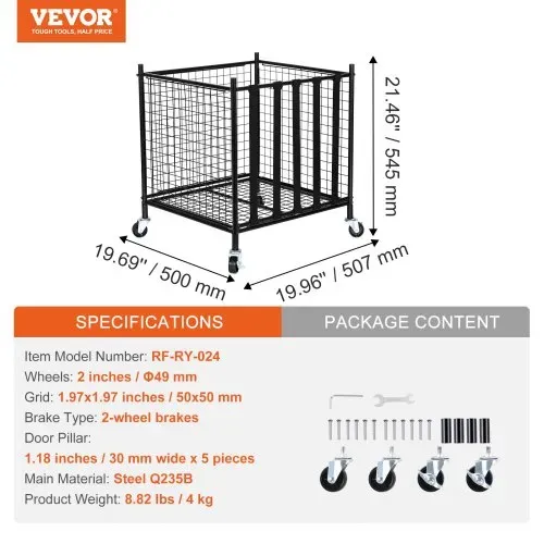 VEVOR Ballwagen Rollwagen 507 x 500 x 545 mm Sportbällen, Abschließbarer Basketballkäfig Ballkäfig, Sportausrüstung für den Innen- und Außenbereich, Rollbar Aufbewahrungswagen aus Stahl für Garagen – Bild 6