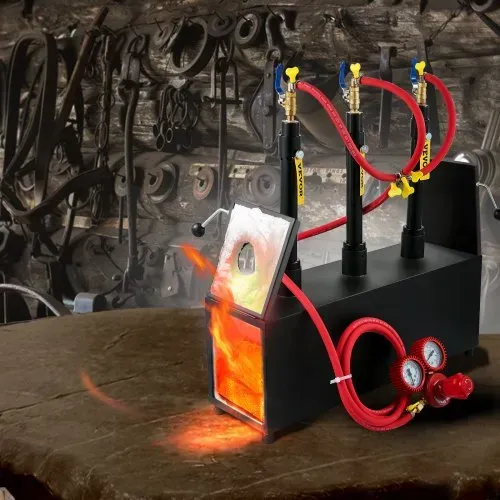 VEVOR Gas schmiedeofen 1350 °C, Brenner Schmiede 15 L, Schmiedeofen drei Brenner Zweitürig Auskleidung mit Aluminiumsilikatfaser, Metallschmiede Max. Leistung 230,4 kWh / 786.000 BTU, Gasdruckregler – Bild 7