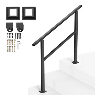 VEVOR Handlauf 103 cm, Treppengeländer-Set für 2–3 Stufen, schwarzes Vierkantrohr mit horizontaler Stange, Stützgeländer aus Karbonstahl für Senioren, Beton- & Decktreppen VEVOR Handlauf 103 cm, Treppengeländer-Set für 2–3 Stufen, schwarzes Vierkantrohr mit horizontaler Stange, Stützgeländer aus Karbonstahl für Senioren, Beton- & Decktreppen