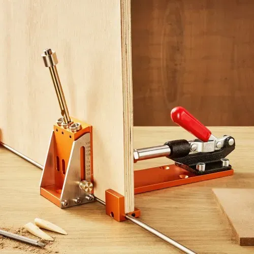 VEVOR Pocket Hole Jig Kit Dreitaschenloch mit Schraubenschlüssel & Vierkantantriebsbits, Dübelhilfe Bohrlehre zum Bohren von Taschenlöchern und Schräglöchern, Bohrhilfe für Holzbearbeitung – Bild 7