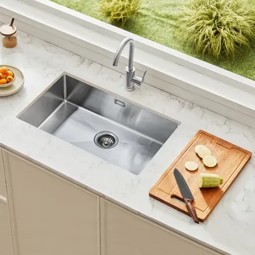VEVOR Küchenspüle Einbauspüle Spülbecken 76 x 43 x 19 cm aus Edelstahl Spülen Unterbauspülen, Einzelbecken mit Zubehör, Haushaltsspülbecken für Wohnmobil Vorbereitungsküche Bar – Bild 7