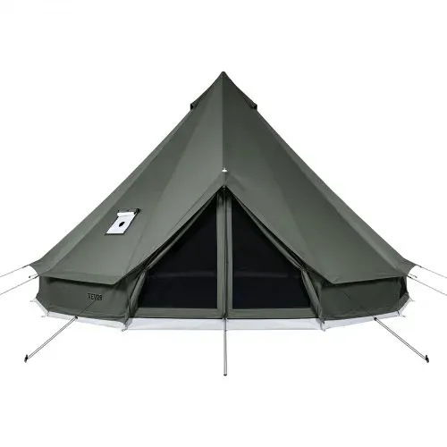 VEVOR Canvas-Glockenzelt, 4 m Jurte, 4 Jahreszeiten, mit Ofenrohrdurchführung, bis zu 4 Personen, mit Abnehmbarem Boden (Reißverschluss), ideal für Familien-Camping & Outdoor-Aktivitäten, Grün – Bild 8