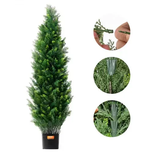 VEVOR Künstlicher Formschnittbaum aus Zeder, 121,9 cm hoch (2 Stück), mit zusätzlichen Blättern und Topf, künstliche immergrüne Kiefern-Zypressenpflanze, UV-geschütztes künstliches Grünset – Bild 10