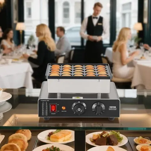 VEVOR Mini Pfannkuchenmaker Dutch Muffin Waffeleisen mit 43 mm Durchmesser, antihaftbeschichteter Poffertjes-Grill aus Edelstahl, elektrischer Mini Pancake Bäcker für Zuhause Küche Restaurant – Bild 7