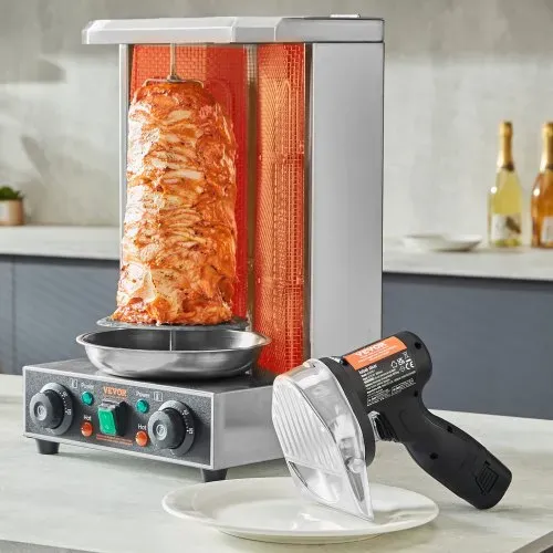 VEVOR Dönnerschneider 80 W Kebabschneider, Kabelloses Elektromesser Gyrosmesser, Türkisches Schawarma Dönermesser 0-8 mm Einstellbare Dicke, Commercial Kebab Slicer mit 100 mm Klingen Schwarz – Bild 7