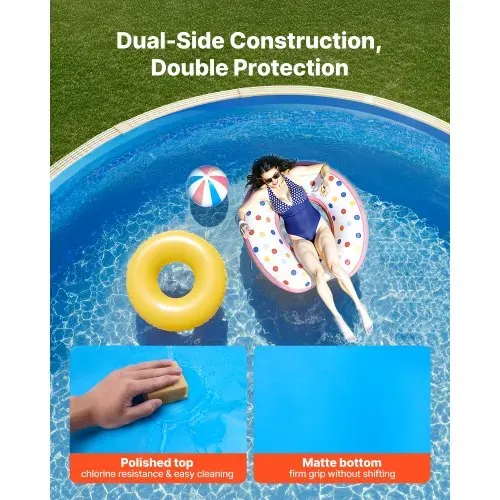 VEVOR Poolinnenfolie, 3,75x7,32 m Poolfolie für 120 cm Wandhöhe, Schwimmbadfolie aus PVC, Innenhülle 0,4 mm Stärke, Ersatzfolie UniBead, Geeignet für Oberirdische Pools mit Stahlwänden, Blau – Bild 4